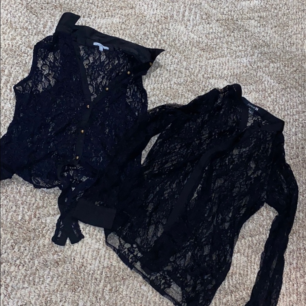 Lace tank and long sleeve shirt